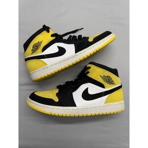 Air Jordan 1 Mid 'Yellow Toe' Men's Size 8 Pre-owned Sneakers 852542-071